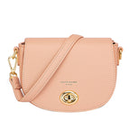 David Jones Stylish Round Flap Compact Shoulder Bag - Pink