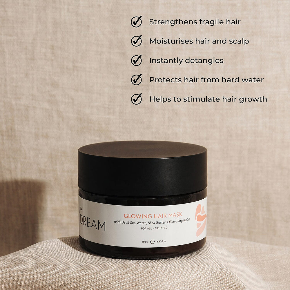Dead Sea Dream Healthy Hair & Scalp Set (Includes Glowing Hair Mask 250ml & Scalp Massager)