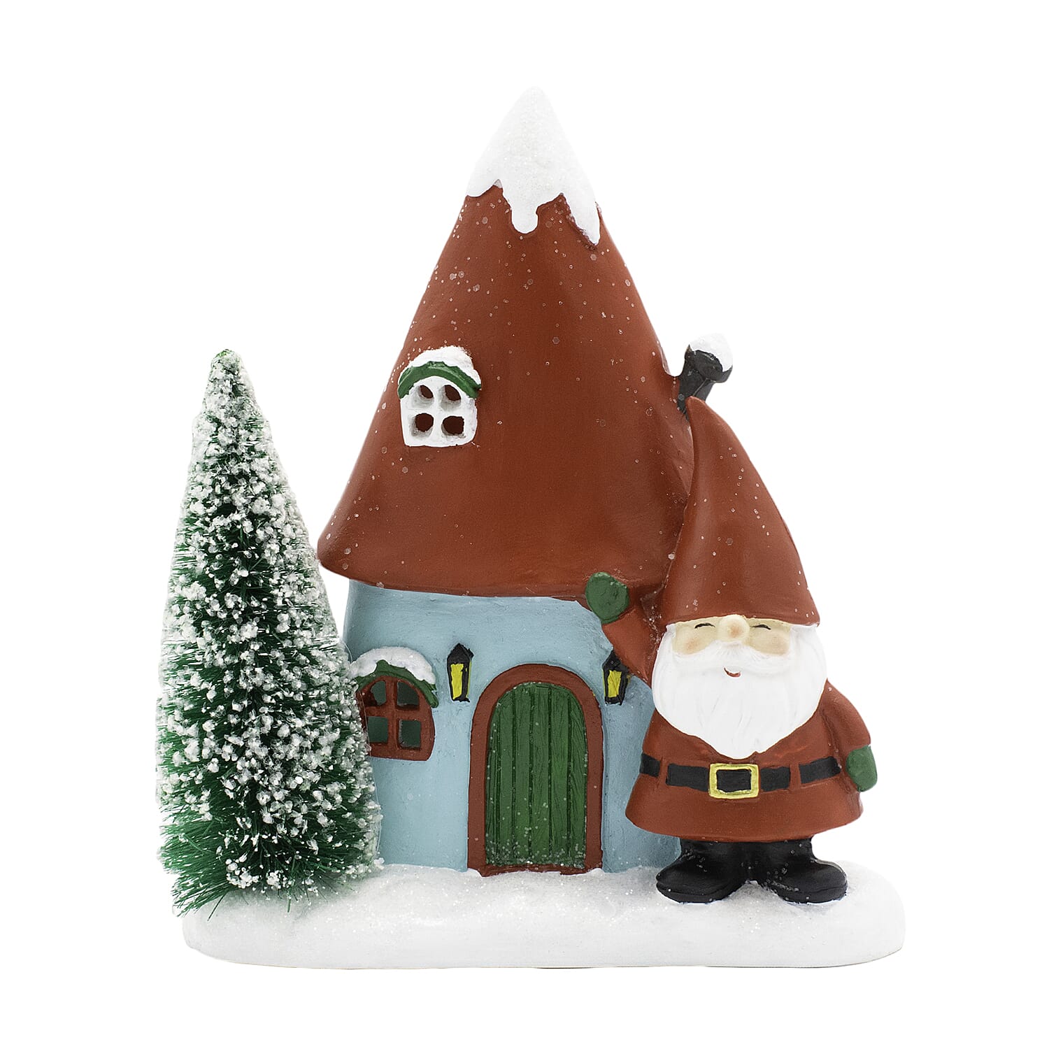 LED Light Up Santa Claus and Xmas House Decoration (Size 16x14x7 cm) - Red