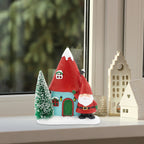 LED Light Up Santa Claus and Xmas House Decoration (Size 16x14x7 cm) - Red