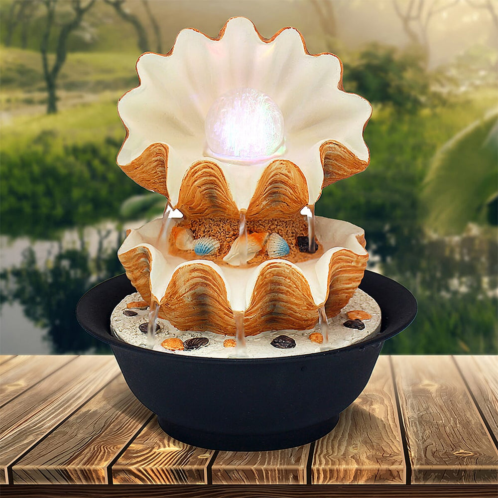 Lesser and Pavey Seashell Indoor Water Fountain (Size 22x22x24 cm) - Golden
