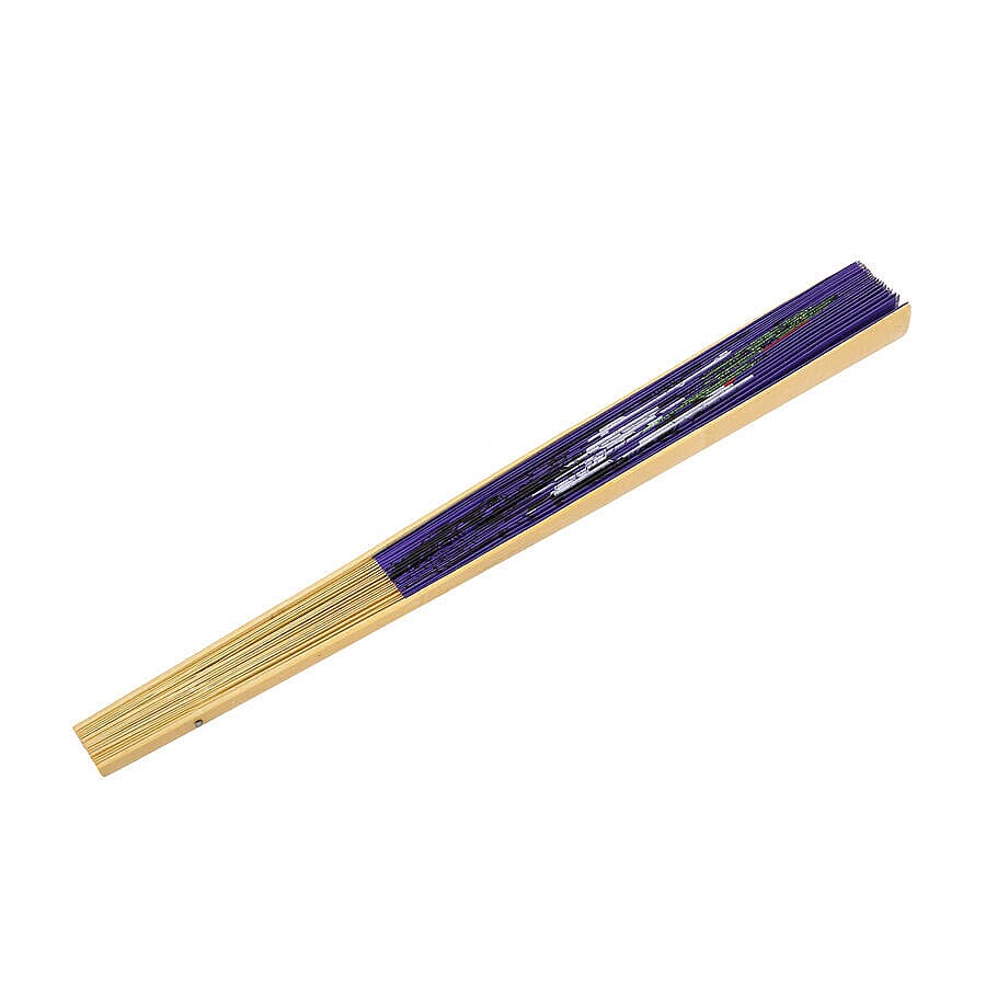 Decorative Purple Bamboo & Cranes Pattern Japanese Style Folding Fan -160 Cm