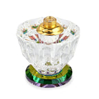 Vintage Carved Crystal Refillable Bottle with Colourful Base (Size 10.50 cm)