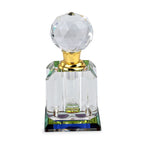 Octagon Shape Carved Crystal Refillable Bottle with Colourful Base (Size 10.50 cm)