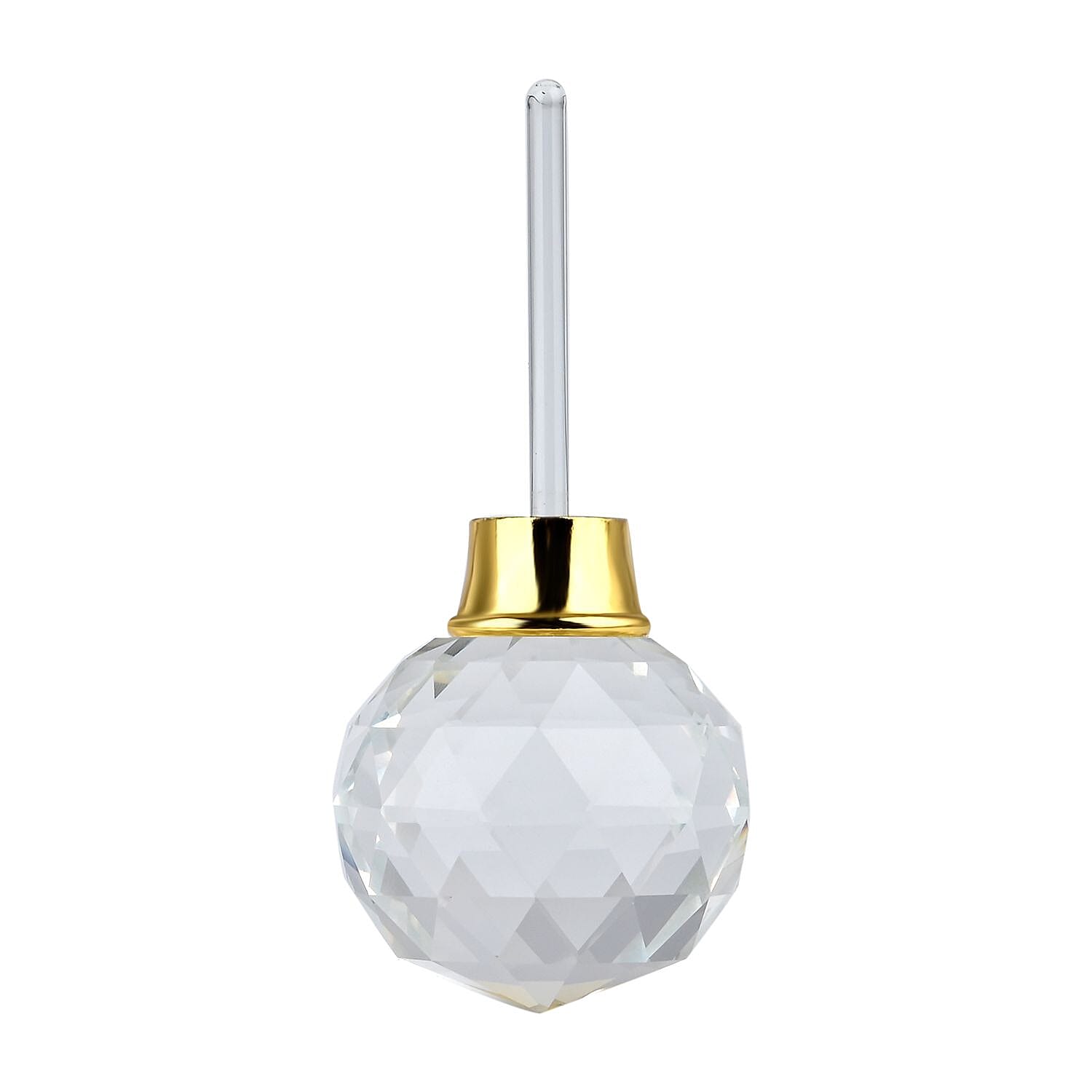 Octagon Shape Carved Crystal Refillable Bottle with Colourful Base (Size 10.50 cm)