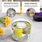 Decorative Gel Candle with Glowing Effect and Embedded Flowers (200g) - Citronella