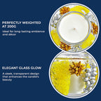 Decorative Gel Candle with Glowing Effect and Embedded Flowers (200g) - Citronella