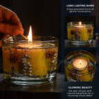 Decorative Gel Candle with Glowing Effect and Embedded Flowers (200g) - Citronella