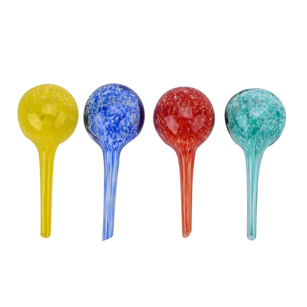 4 Glass Self Watering Globes for Plants - Slow Release - Multicolor