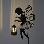 Decorative Solar Powered Angel Garden Decor Warm & White Light - Black Pony Tail