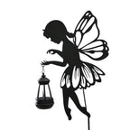 Decorative Solar Powered Angel Garden Decor Warm & White Light - Black Pony Tail