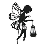 Decorative Solar Powered Angel Garden Decor Warm & White Light - Black Pony Tail