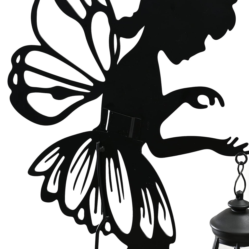 Decorative Solar Powered Angel Garden Decor Warm & White Light - Black Pony Tail