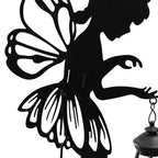 Decorative Solar Powered Angel Garden Decor Warm & White Light - Black Pony Tail