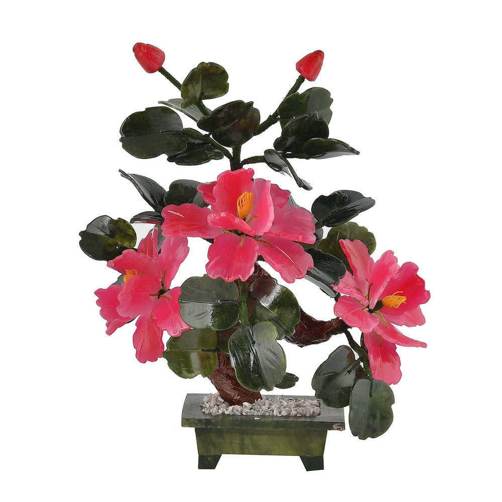 Tucson Gemfair Closeout- Bonsai Style Tree set with Hand Carved Serpentine- Pink - Approx. 5000cts