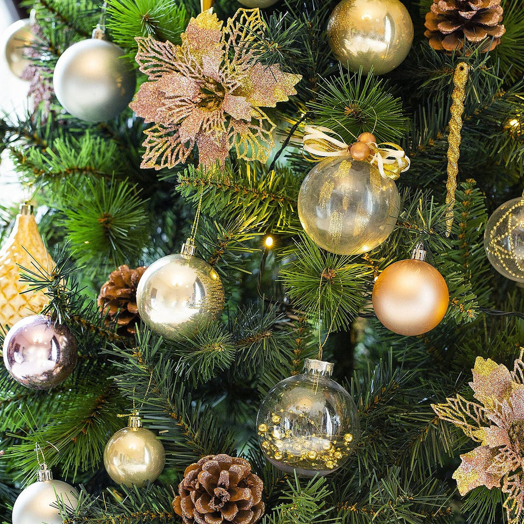 6.5ft Silver Mist Christmas Tree - Includes 120 Silver & White Decorations & 120 Clear Lights 1014 Tips - Diameter 122cm