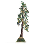 Decorative Handmade Green Jade Gemstone Tree with Wooden Base (Size 23x5.5cm) - Green