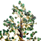 Decorative Handmade Green Jade Gemstone Tree with Wooden Base (Size 23x5.5cm) - Green