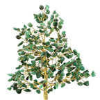 Decorative Handmade Green Jade Gemstone Tree with Wooden Base (Size 23x5.5cm) - Green