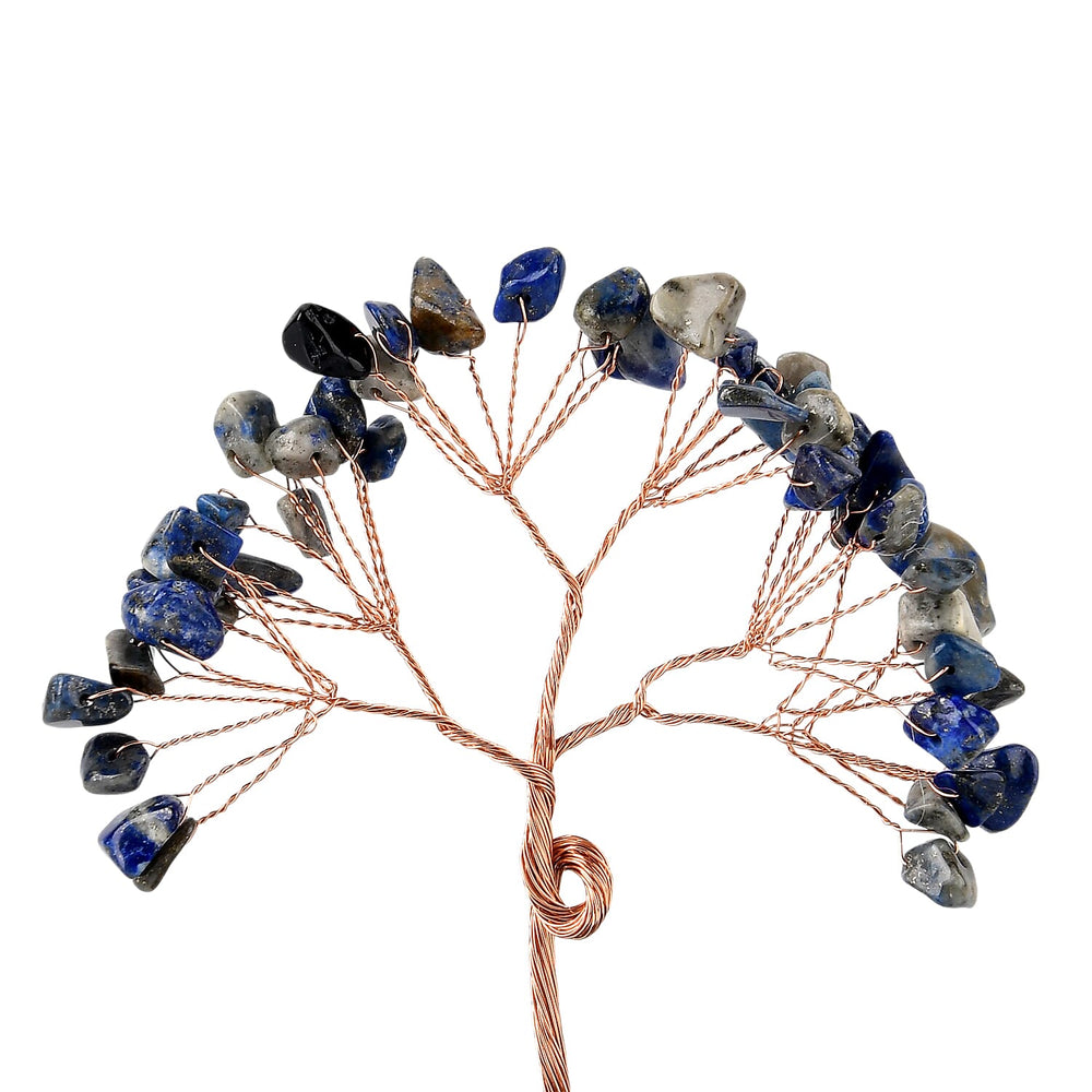 Feng Shui Lapis Crystal Money Tree Ornament with Ceramic Pot(11cm) - Blue