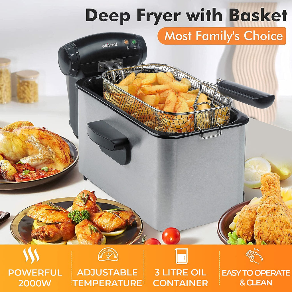 Breville 3 Litre Deep Fat Fryer (Size 31x17x16 Cm) - 2000W
