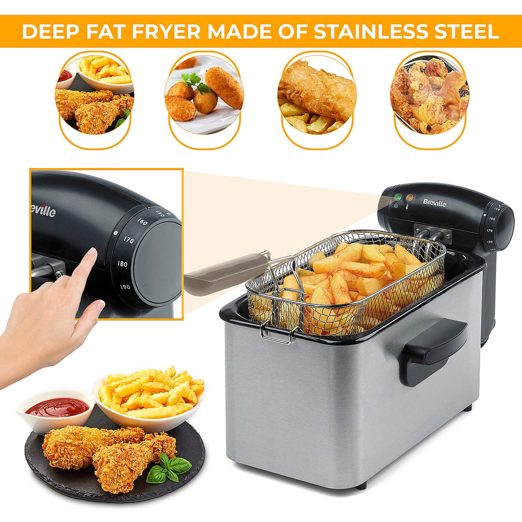 Breville 3 Litre Deep Fat Fryer (Size 31x17x16 Cm) - 2000W