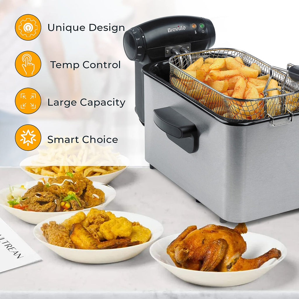 Breville 3 Litre Deep Fat Fryer (Size 31x17x16 Cm) - 2000W