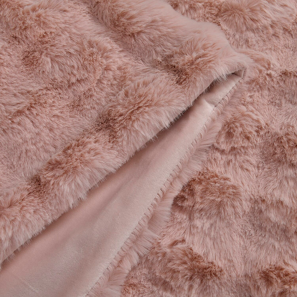 Deluxe Range- Super Soft Faux Fur Double Layer Blanket (Size 200x150) - Blush Pink