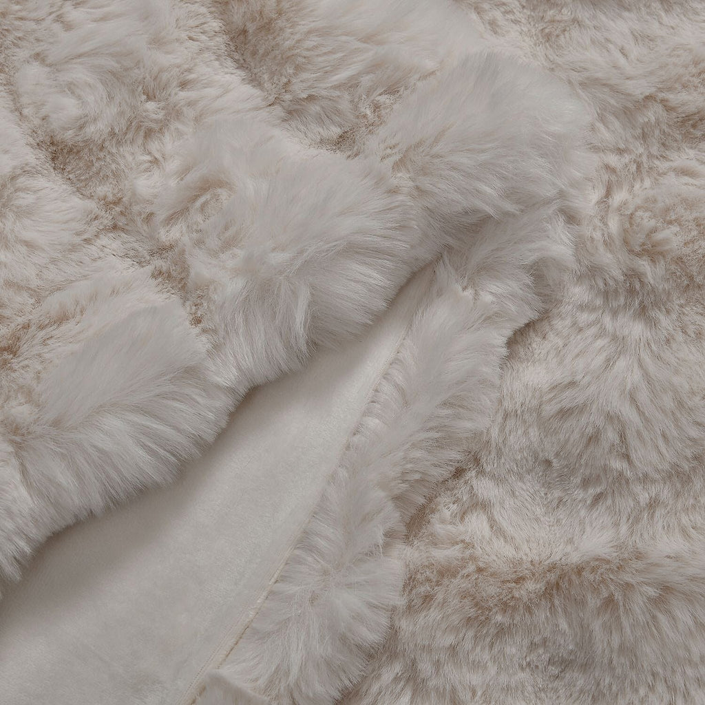 Deluxe Range- Super Soft Faux Fur Double Layer Blanket (Size 200x150) - Cream