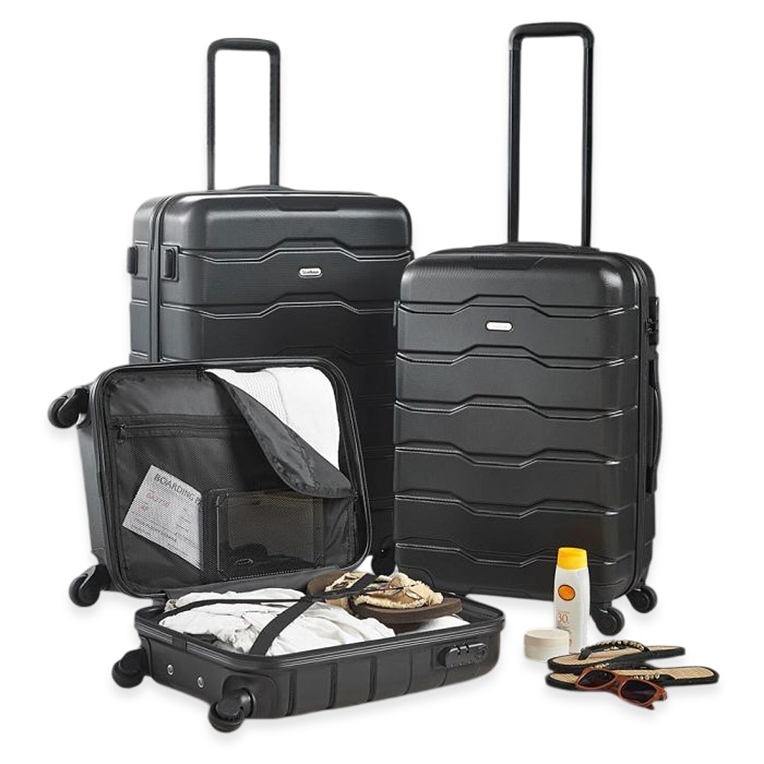 Denwud Travel Magic 3-Piece Luggage Suitcases - Black