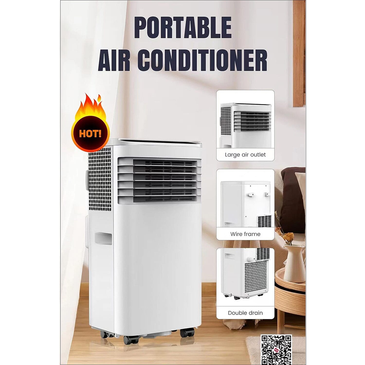 Remote Controlled Portable 4 in 1 Air Conditioner - Fan, Heater and Dehumidifier