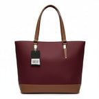 Designer Closeout 2 Toned Tote Bag - Burgundy