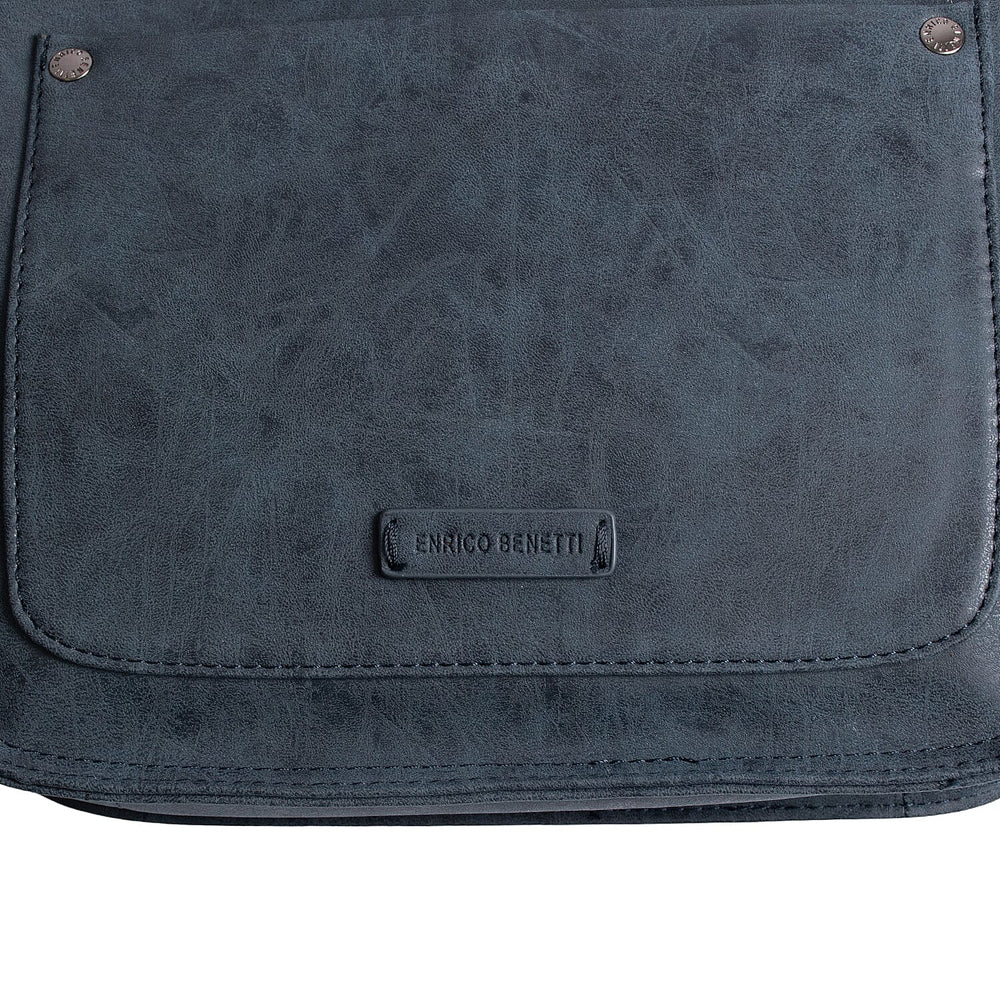Designer Closeout - Enrico Benetti Leatherette Crossbody Bag with Shoulder Strap - Navy