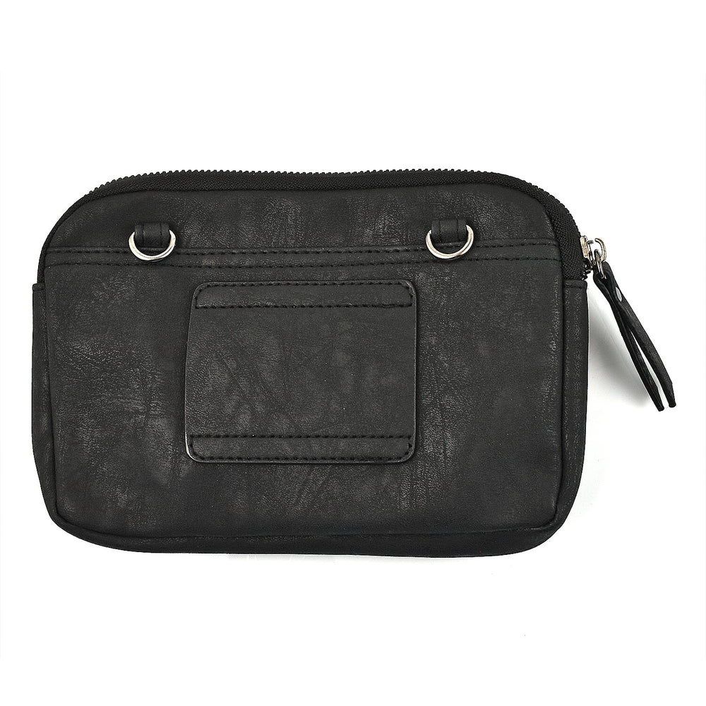 Designer Closeout - Enrico Benetti Leatherette Crossbody Bag with Exterior Zipped Pocket - Black