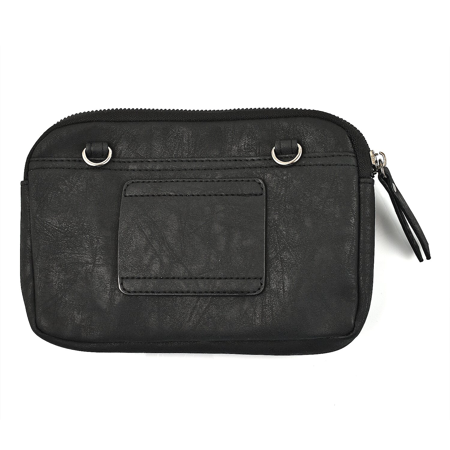 Designer Closeout - Enrico Benetti Leatherette Crossbody Bag with Exterior Zipped Pocket - Black