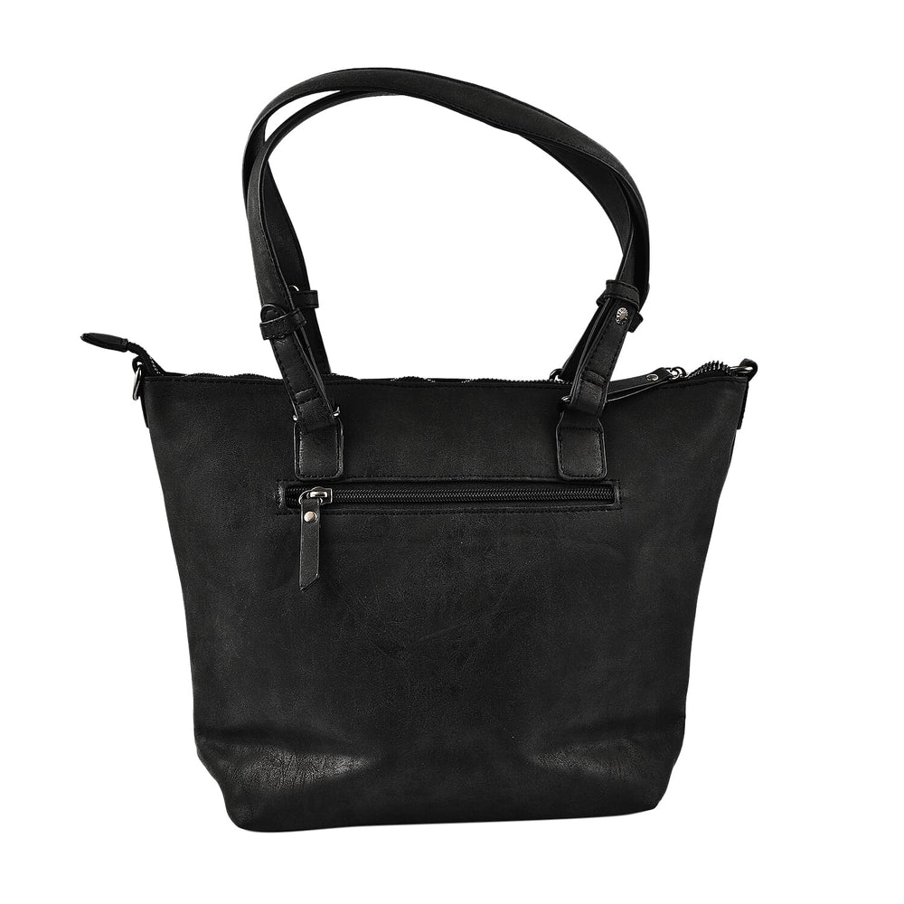 Designer Closeout - Enrico Benetti Leatherette Shoulder Bag with Handle Drop - Black