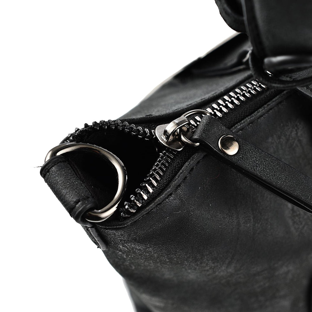 Designer Closeout - Enrico Benetti Leatherette Shoulder Bag with Handle Drop - Black