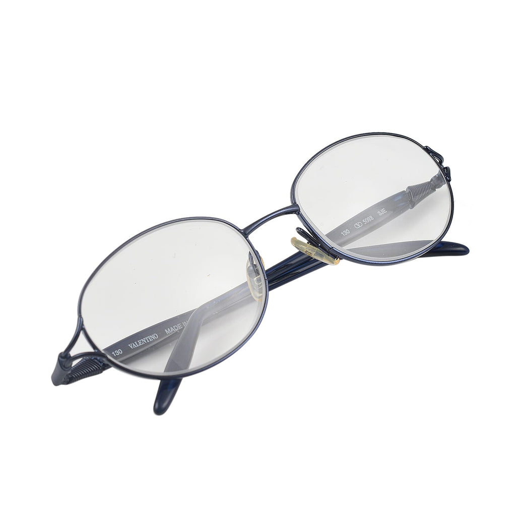 Designer Closeout - VALENTINO Oval Metal Unisex Readers (Power 2.0 D) - Blue