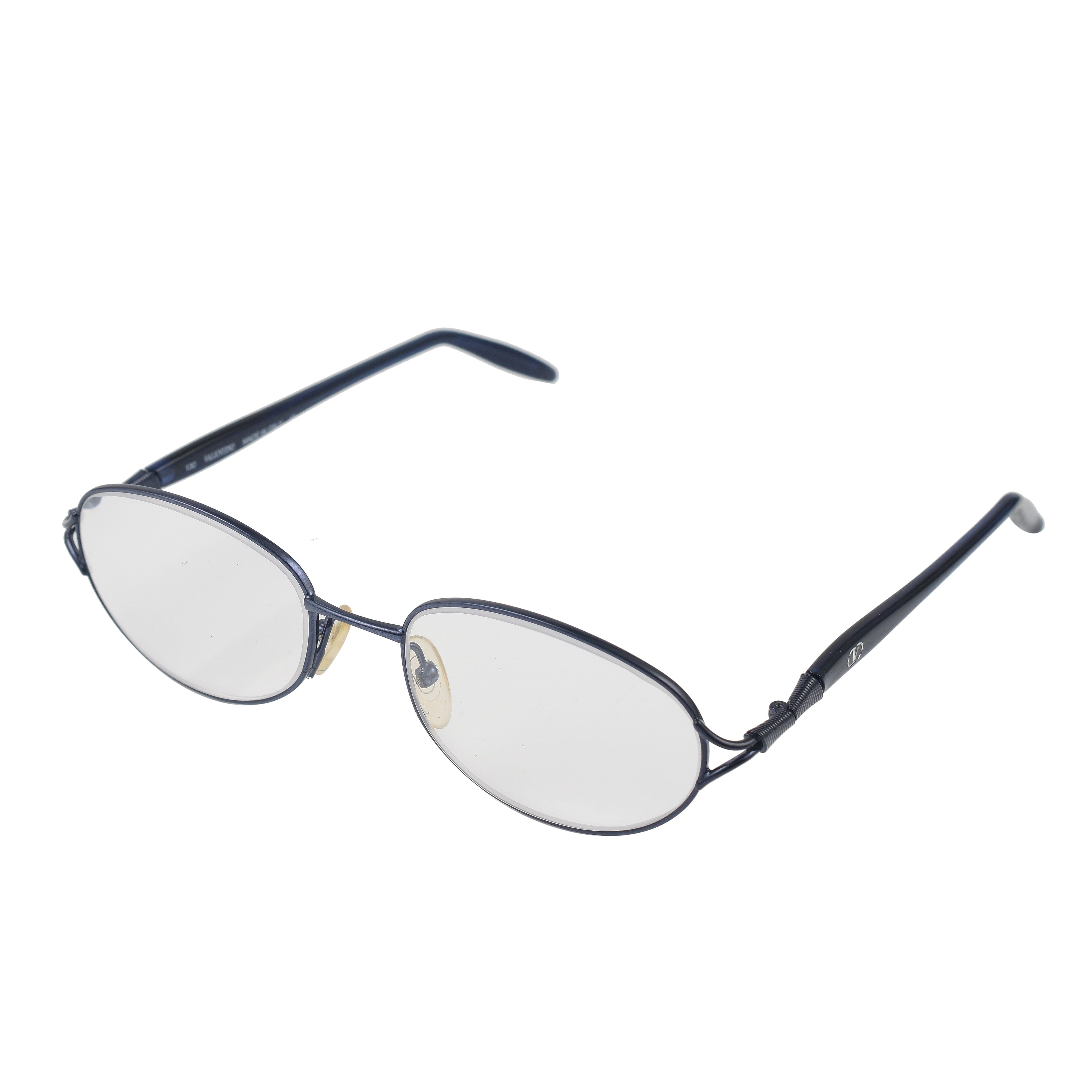 Designer Closeout - VALENTINO Oval Metal Unisex Readers (Power 2.0 D) - Blue