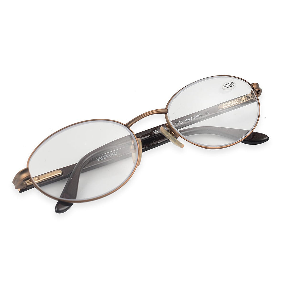 Designer Closeout - VALENTINO Oval Unisex Readers (Power 2.0 D) - Bronze