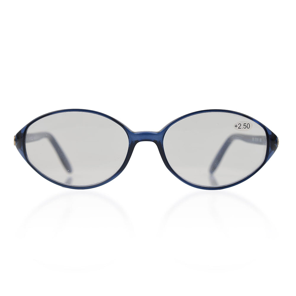 Designer Closeout - VALENTINO Rectangular Unisex Oval Readers (Power 3.00) - Blue Paisley