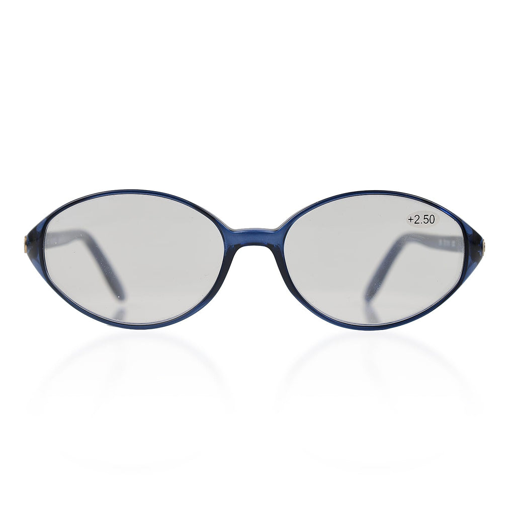 Designer Closeout - VALENTINO Rectangular Unisex Oval Readers (Power 3.00) - Blue Paisley