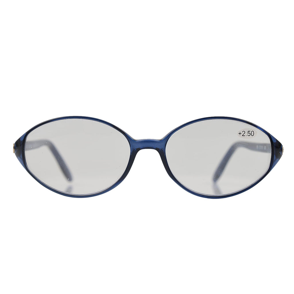 Designer Closeout - VALENTINO Rectangular Unisex Oval Readers (Power 3.00) - Blue Heather