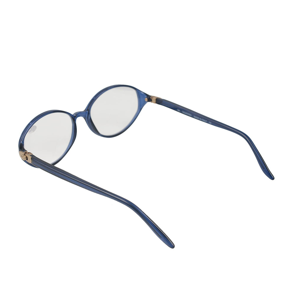 Designer Closeout - VALENTINO Rectangular Unisex Oval Readers (Power 4.00) - Blue Heather