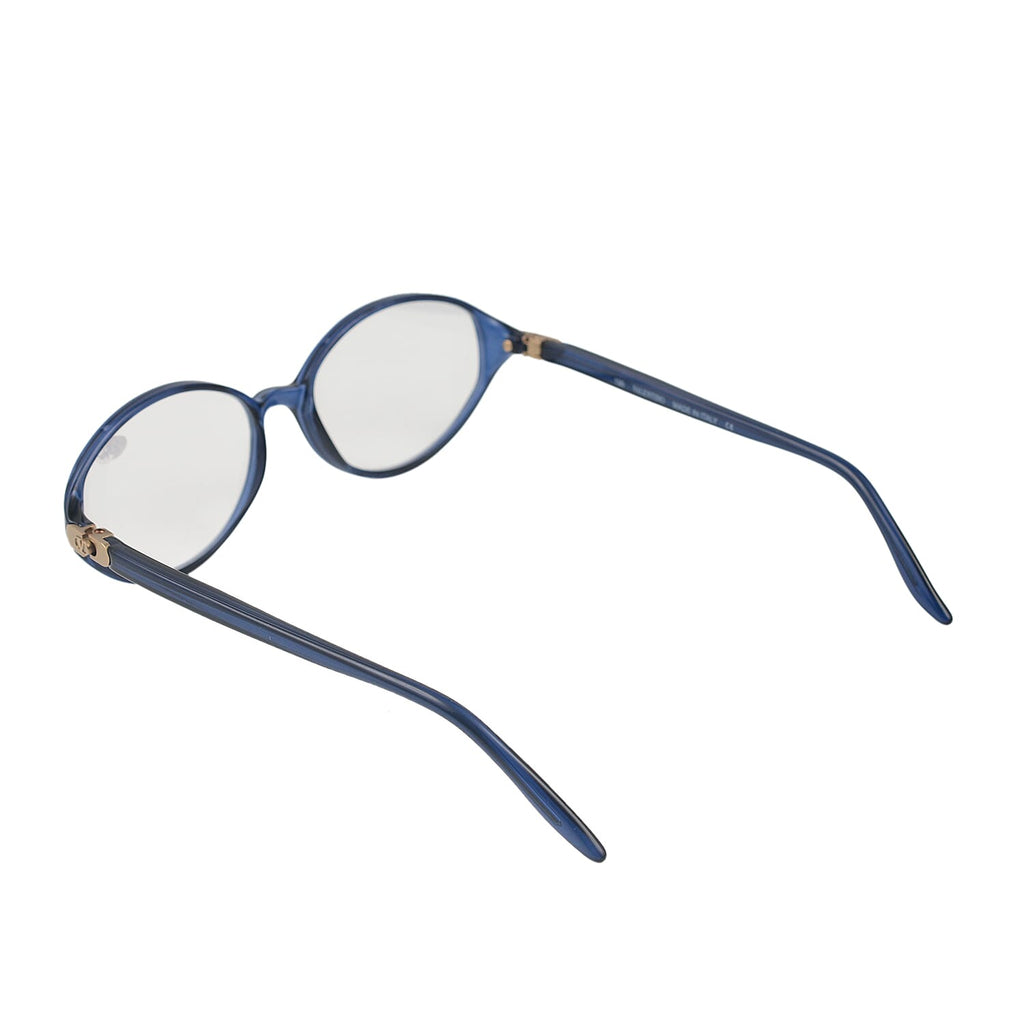 Designer Closeout - VALENTINO Rectangular Unisex Oval Readers (Power 4.00) - Blue Heather