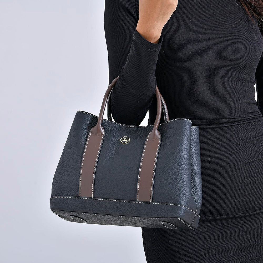 Designer Inspiration - 100% Genuine Leather Crossbody Bag with Long Shoulder Strap - Black
