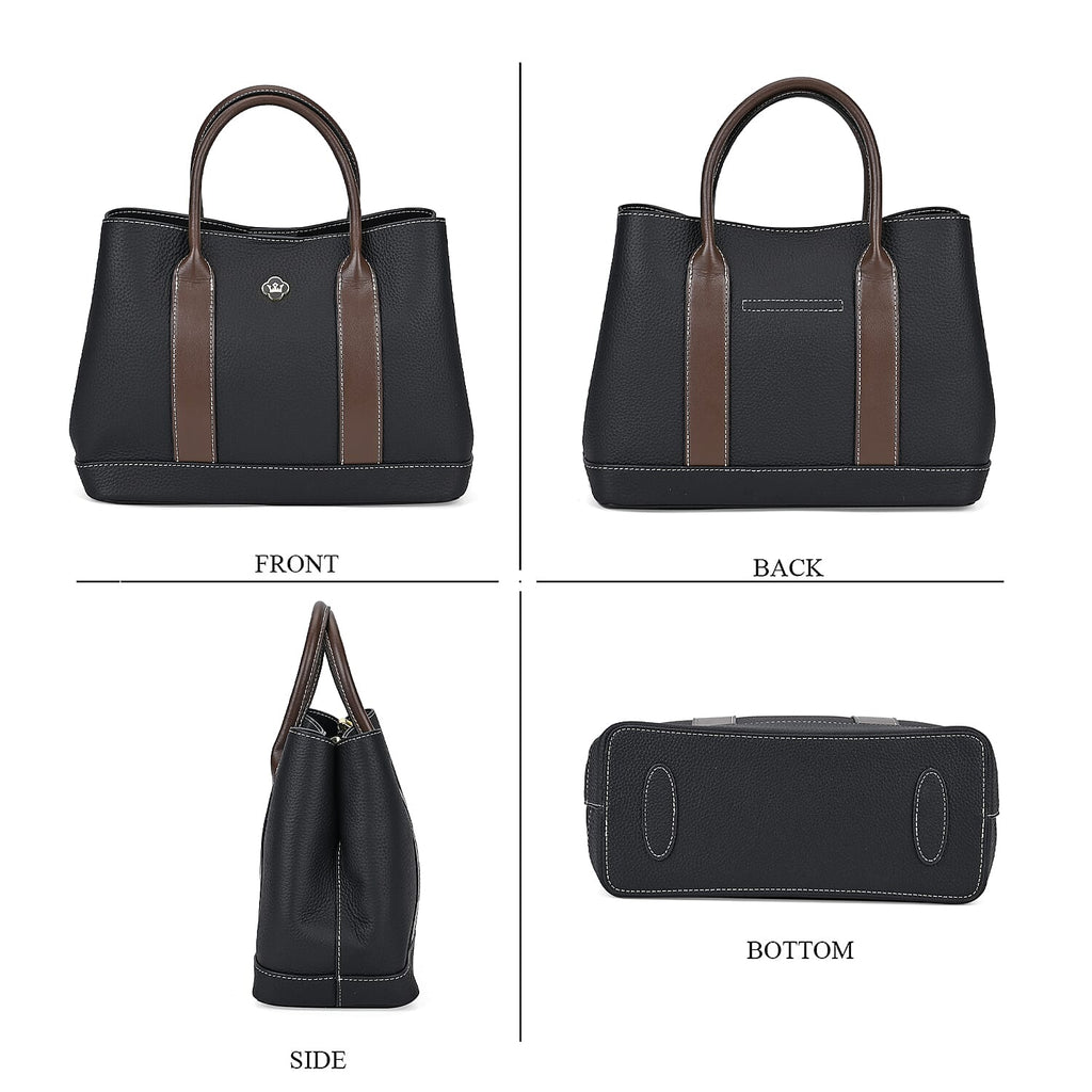 Designer Inspiration - 100% Genuine Leather Crossbody Bag with Long Shoulder Strap - Black