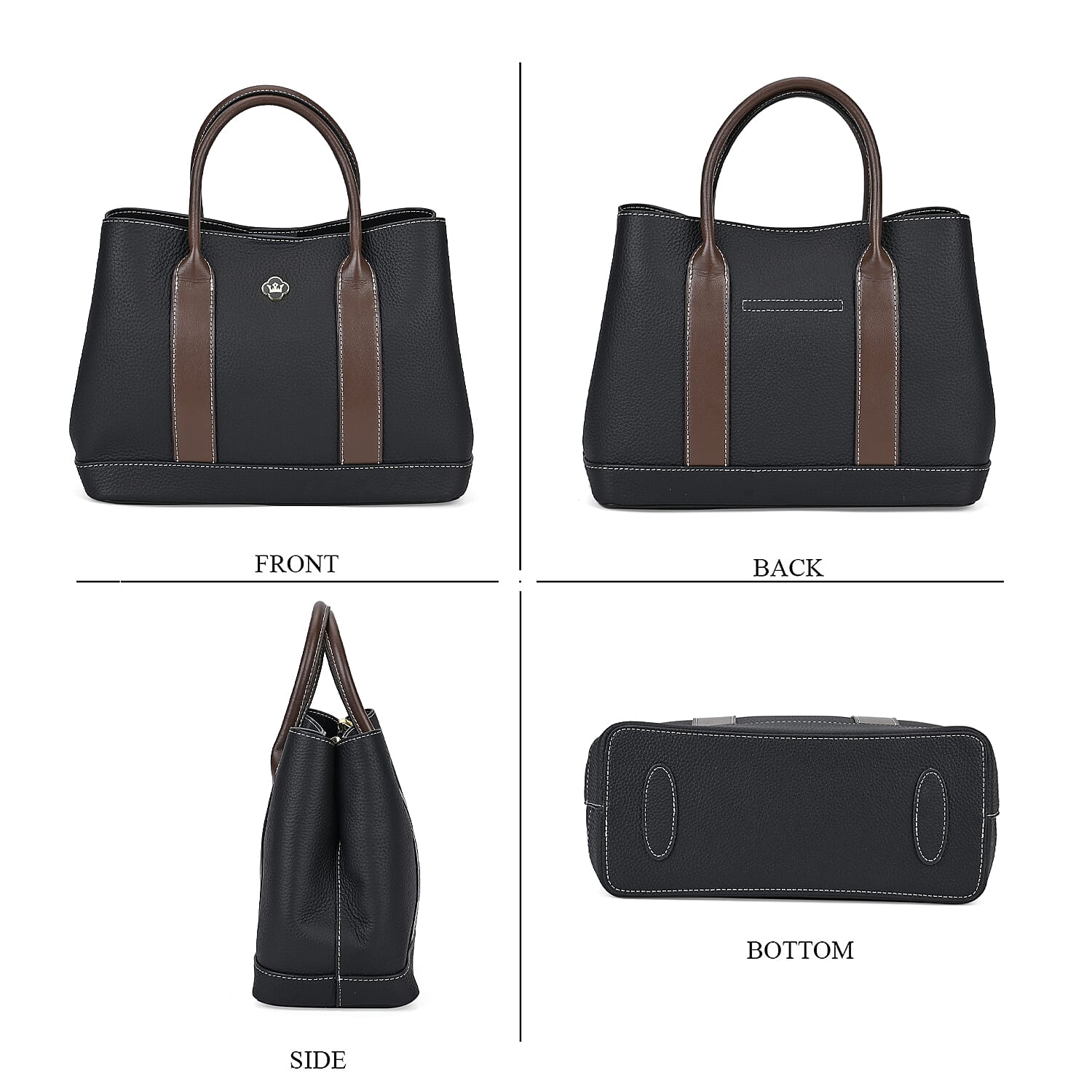 Designer Inspiration - 100% Genuine Leather Crossbody Bag with Long Shoulder Strap - Black