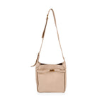 Leatherette Crossbody Bag with Detachable Small Zipper Bag - Beige