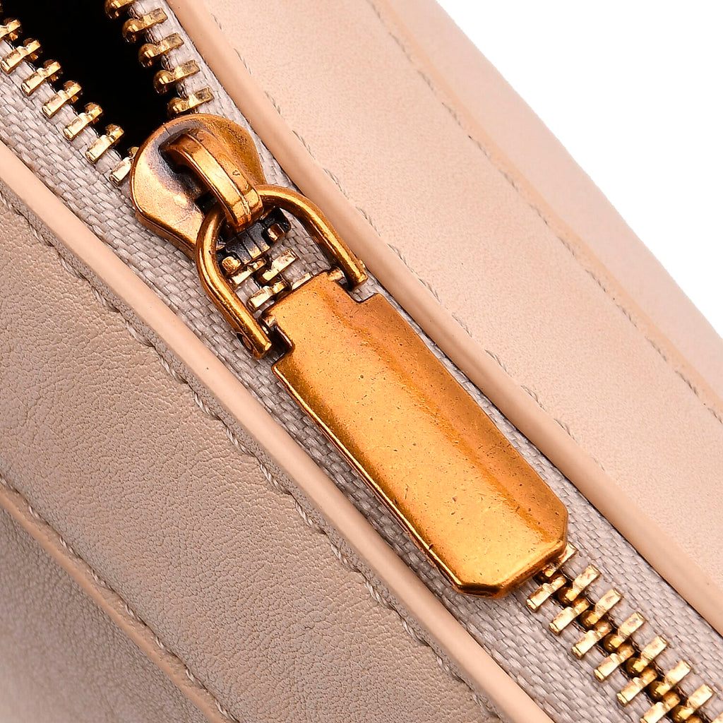 Leatherette Crossbody Bag with Detachable Small Zipper Bag - Beige